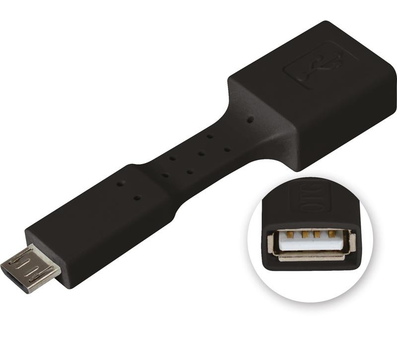 Adaptador OTG micro USB flexible negro