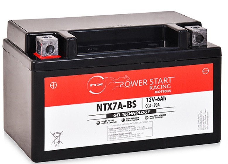 Batería moto Gel YTX7A-BS / NTX7A-BS 12V 6Ah