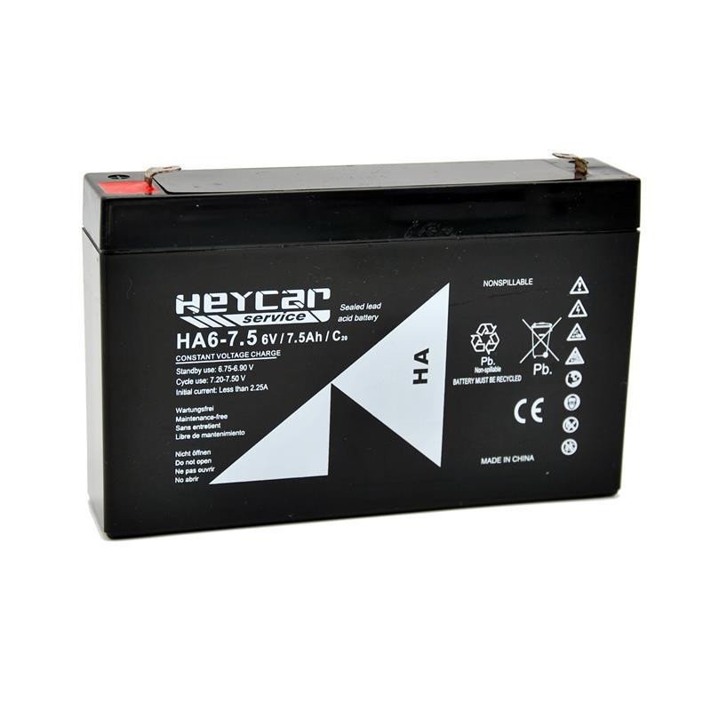 BATERÍA PLOMO AGM HEYCAR SERVICE 6V / 7.5AH HA6-7.5