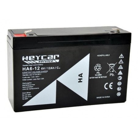BATERÍA PLOMO AGM HEYCAR SERVICE 6V/12AH HA6-12