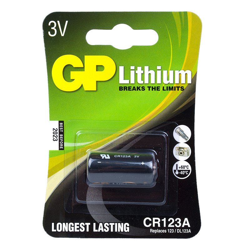 GP 123 Pro CR123A 3V Litio Blíster 1 para alarmas y cámaras