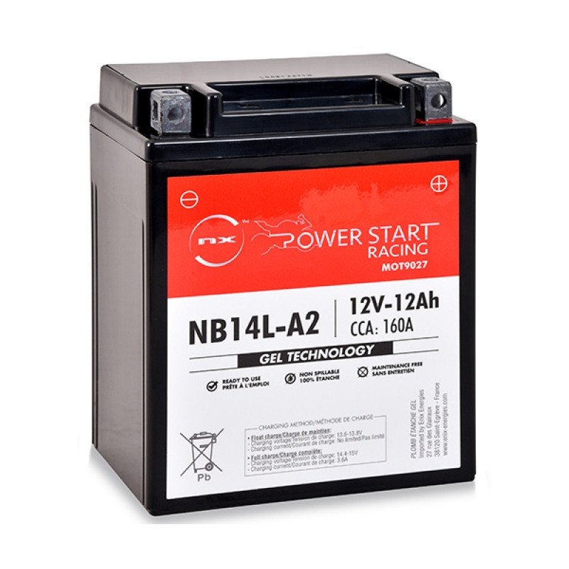 Batería moto Gel YB14L-A2 / 12N14-3A 12V 12Ah - Imagen 2