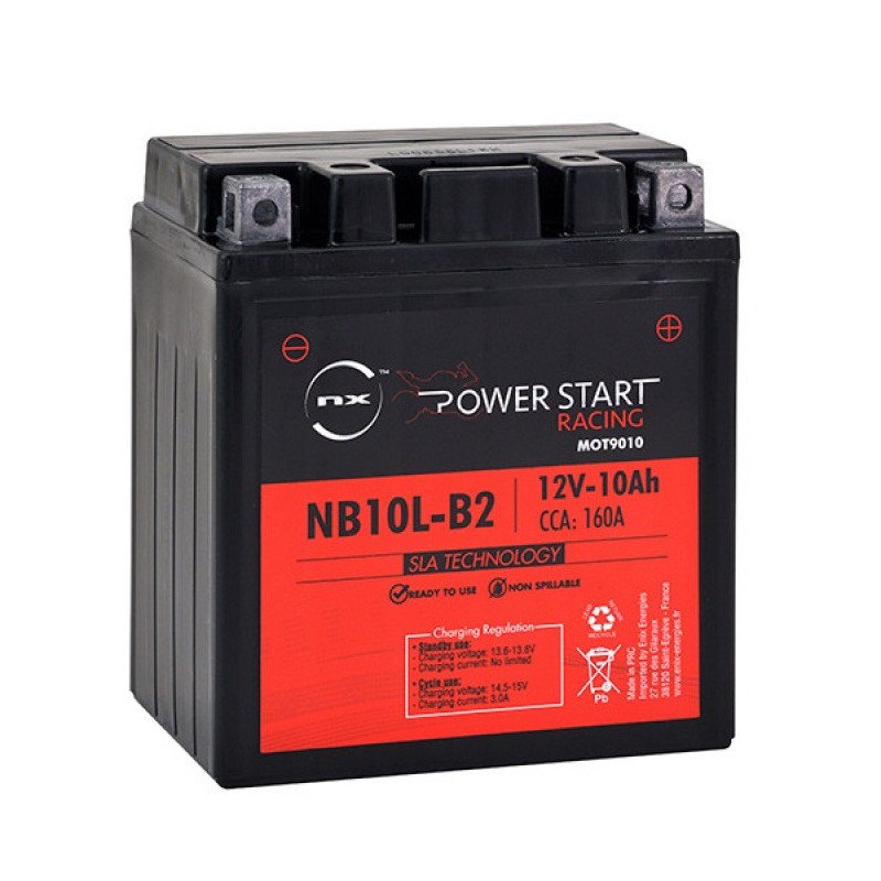 Batería moto YB10L-B2/ NB10L-B2 /12N10-3B / 12N10-3A AGM 12V 10Ah - Imagen 2