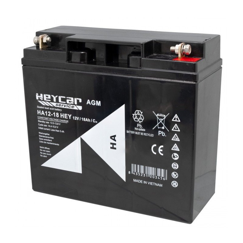 BATERÍA PLOMO AGM HEYCAR SERVICE 12V/18 AH HA12-18 - Imagen 2