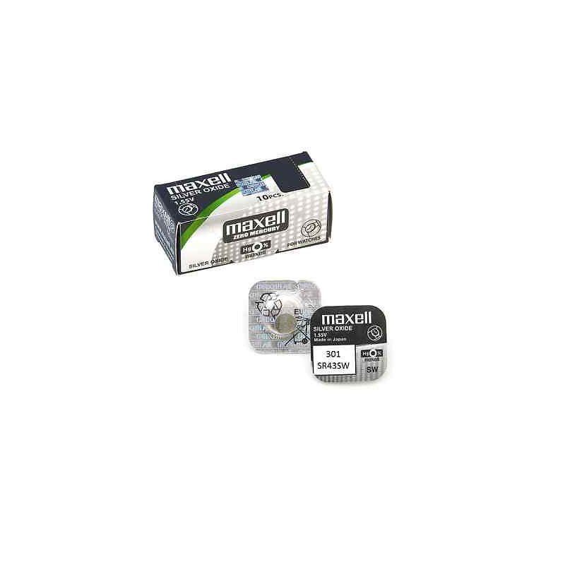 MAXELL PILA OXIDO PLATA (301) SR43SW CAJA*10 - Imagen 3